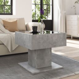 Berkfield Home Coffee Table with LED Concrete Grey 50x50x45 cm Engineered Wood - Size: 50 x 50 x 45 cm - thumbnail 4