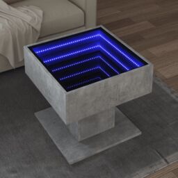 Berkfield Home Coffee Table with LED Concrete Grey 50x50x45 cm Engineered Wood - Size: 50 x 50 x 45 cm - thumbnail 1