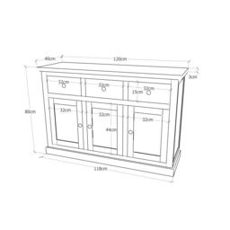 Cabinet Bits Rocca Grey 3 Drawer 3 Door Sideboard Brass Knob - thumbnail 2