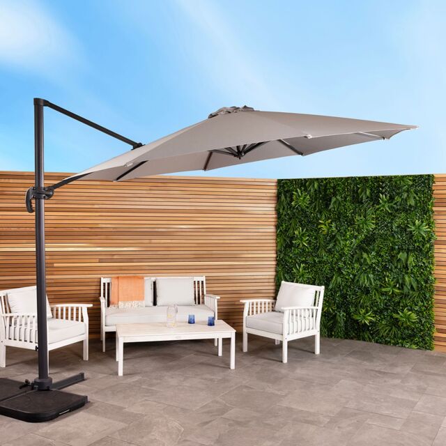 Charles Bentley 3.5m X-Large Hanging Banana Umbrella Parasol in Grey - image 1