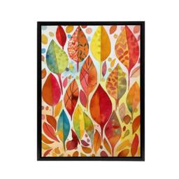 "Artery8 Autumn Leaves With Folk Art Patterns Framed Canvas Wall Art Print in Red - Size: W12"" x H16""" - thumbnail 1