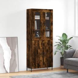 Berkfield Home Highboard Smoked Oak 69.5x34x180 cm Engineered Wood in Brown - thumbnail 2