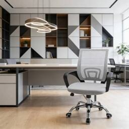 EONLION Grey Mid Back Mesh Office Chair - Size: 100 cm