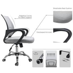 EONLION Grey Mid Back Mesh Office Chair - Size: 100 cm - thumbnail 2