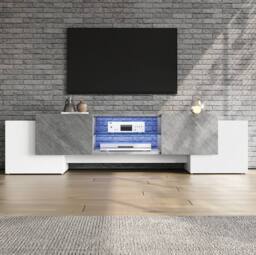 STILVORA TV Stand with 4 Doors, 2 Shelves & LED Lighting - thumbnail 3