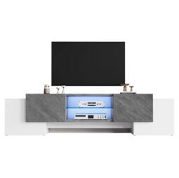 STILVORA TV Stand with 4 Doors, 2 Shelves & LED Lighting - thumbnail 6