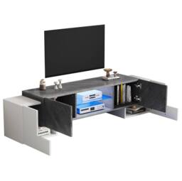 STILVORA TV Stand with 4 Doors, 2 Shelves & LED Lighting - thumbnail 5