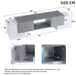 STILVORA TV Stand with 4 Doors, 2 Shelves & LED Lighting - thumbnail 4