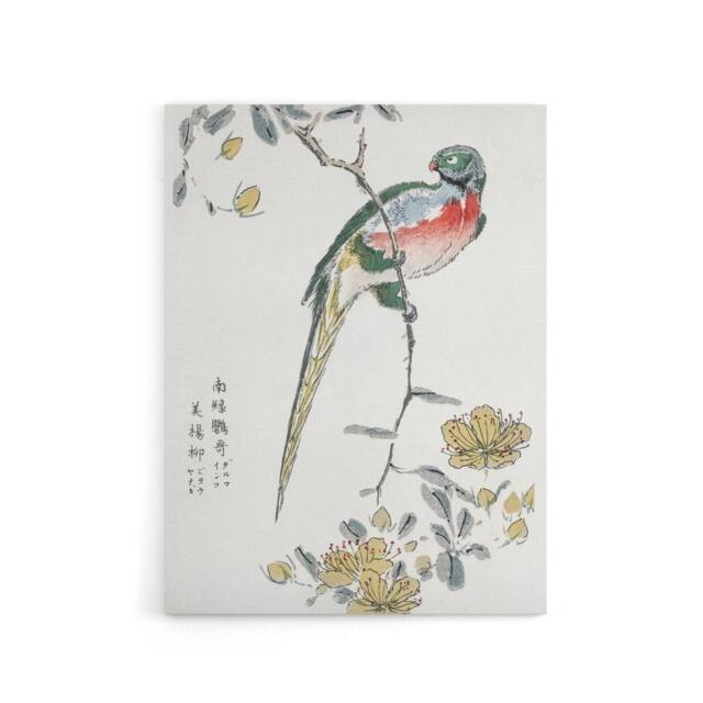"Artery8 Macaw Parrot & Peach Flowers Canvas Wall Art Print Numata Kashu - Size: W18"" x H24""" - image 1