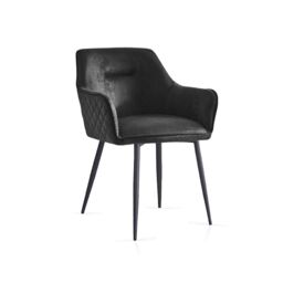 SONARA Grey Marble Round Dining Table with 4 Faux Suede Dining Chairs Set in Black - thumbnail 8
