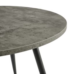 SONARA Grey Marble Round Dining Table with 4 Faux Suede Dining Chairs Set in Black - thumbnail 7