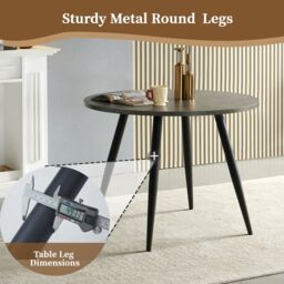 SONARA Grey Marble Round Dining Table with 4 Faux Suede Dining Chairs Set in Black - thumbnail 4