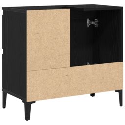 Berkfield Home Black Oak Sink Cabinet 65x33x60 cm Made from Engineered Wood - Size: 65 x 33 x 60 cm - thumbnail 6