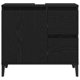 Berkfield Home Black Oak Sink Cabinet 65x33x60 cm Made from Engineered Wood - Size: 65 x 33 x 60 cm - thumbnail 7