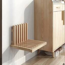 FORGEVIO Wooden Wall Mounted Changing Shoe Stool Folding Stool in Brown - thumbnail 6