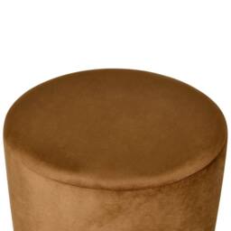 Wyld and Coco Round Pouffe Velvet Golden Brown - thumbnail 3