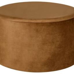 Wyld and Coco Round Pouffe Velvet Golden Brown - thumbnail 2