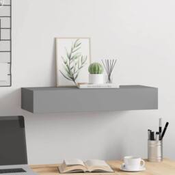 Berkfield Home Wall-mounted Drawer Shelf Grey 60x23.5x10cm MDF - Size: 60x23.5x10 cm - thumbnail 3