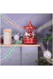 Netagon Wooden Carousel Music Box in Red - thumbnail 3