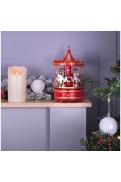 Netagon Wooden Carousel Music Box in Red - thumbnail 5