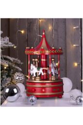 Netagon Wooden Carousel Music Box in Red