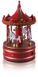 Netagon Wooden Carousel Music Box in Red - thumbnail 4