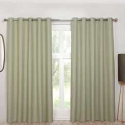 Sundour Cosmos Eyelet Curtains in Green - Size: 168 cm width x 229 cm drop - thumbnail 1