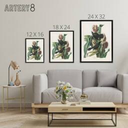 "Artery8 Purple Grackle Crow Blackbird Audubon Nature Black Framed Canvas Art in White - Size: W12"" x H16""" - thumbnail 4