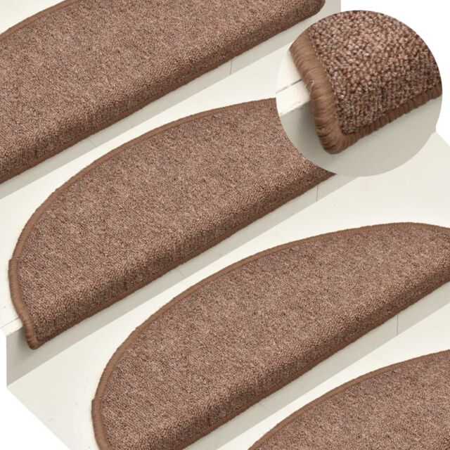 Berkfield Home Carpet Stair Treads 15 pcs Brown 56x17x3 cm - Size: Medium - image 1