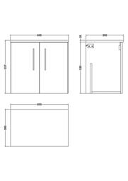 Balterley Level 600mm Wall Hung 2 Door Vanity Unit with Worktop - Solace Oak in Brown - thumbnail 2