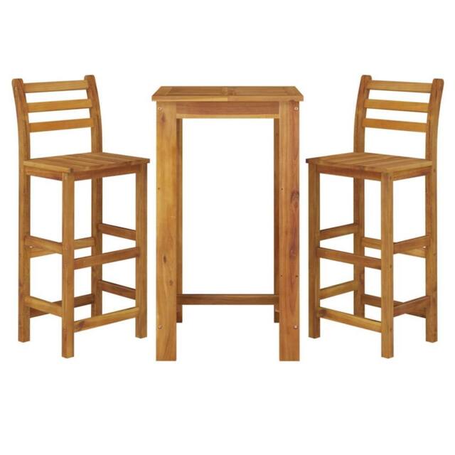 Berkfield Home Beautiful 3 Piece Garden Bar Set Solid Wood Acacia in Brown - image 1