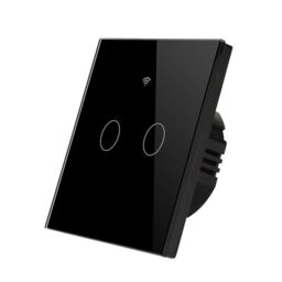 ENER-J Smart Touch 2 Gang WiFi Wall Switch No Neutral Required Black in White