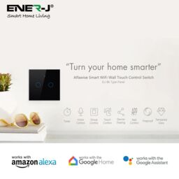 ENER-J Smart Touch 2 Gang WiFi Wall Switch No Neutral Required Black in White - thumbnail 6