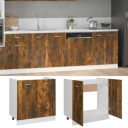Berkfield Home Sink Bottom Cabinet Smoked Oak 80x46x81.5 cm Engineered Wood in Brown - thumbnail 1