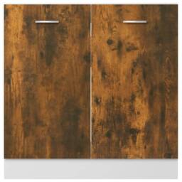 Berkfield Home Sink Bottom Cabinet Smoked Oak 80x46x81.5 cm Engineered Wood in Brown - thumbnail 5