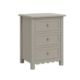 Melody Maison Pair Of Scalloped 3 Drawer Bedside Tables - Staunton Taupe Range - thumbnail 1