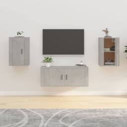 Berkfield Home Wall Mounted TV Cabinets 2 pcs Concrete Grey 40x34.5x60 cm - thumbnail 2