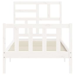 Berkfield Home Bed Frame with Headboard White Small Single Solid Wood - thumbnail 6