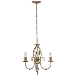 Netlighting Artisan Chandelier 3 Light Aged Brass Finish E14 in Yellow - thumbnail 1