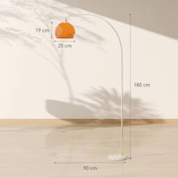 HOMCOM Modern Standing Lamp with Shade & Foot Switch, Orange - thumbnail 3