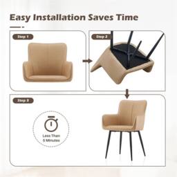SPETLEK Set of 2 Dining Chairs PU Leather Kitchen Chair beige - Size: 0.6m2 - thumbnail 5