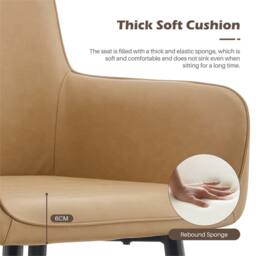SPETLEK Set of 2 Dining Chairs PU Leather Kitchen Chair beige - Size: 0.6m2 - thumbnail 3