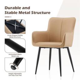 SPETLEK Set of 2 Dining Chairs PU Leather Kitchen Chair beige - Size: 0.6m2 - thumbnail 4