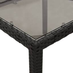 Berkfield Home Garden Table with Glass Top Black 190x90x75 cm Poly Rattan - Size: 190 x 90 x 75 cm - thumbnail 8