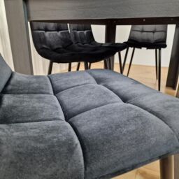 KOSY KOALA Dining Table & 4 Chairs With Bench Black Dark Grey 4 Velvet Chairs Wooden Bench Wood Dining Set Furniture in Brown - thumbnail 3