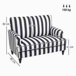 HOMCOM Cuddle Chair with Stripe, Armchair for Living Room, Black & White - thumbnail 3