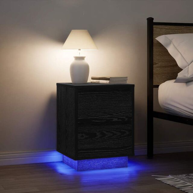 Berkfield Home Bedside Cabinets with LED Lights¬†2 pcs Black 38x34x50 cm - Size: 38 x 34 x 50 cm - image 1