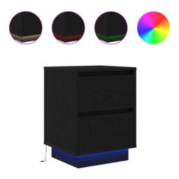 Berkfield Home Bedside Cabinets with LED Lights¬†2 pcs Black 38x34x50 cm - Size: 38 x 34 x 50 cm - thumbnail 2