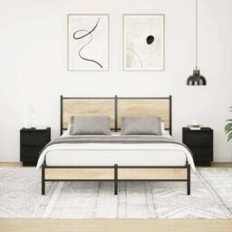 Berkfield Home Bedside Cabinets with LED Lights¬†2 pcs Black 38x34x50 cm - Size: 38 x 34 x 50 cm - thumbnail 5