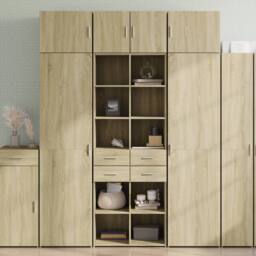 Berkfield Home Highboard Sonoma Oak 70x42.5x185 cm Engineered Wood in Light Oak - thumbnail 2